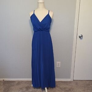 Blue Spaghetti Strap Maxi Dress for Wedding Guest